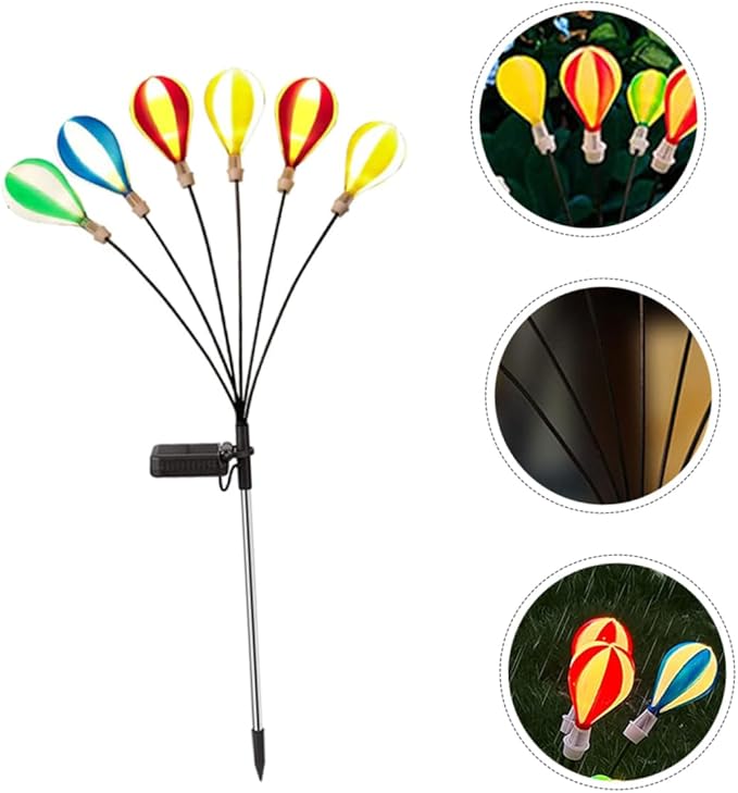 BESPORTBLE 2pcs Solar Garden Light Hot Air Balloon Decorative Lights Outdoor Patio Decorative Garden