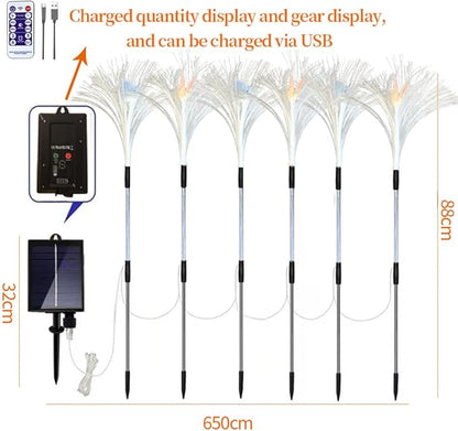6 Pack LED Outdoor Solar Powered Double-Layer Butterfly Jellyfish Lights With Remote Control, Waterproof Courtyard Atmosphere Decorative, Multi-Color Landscape Trail