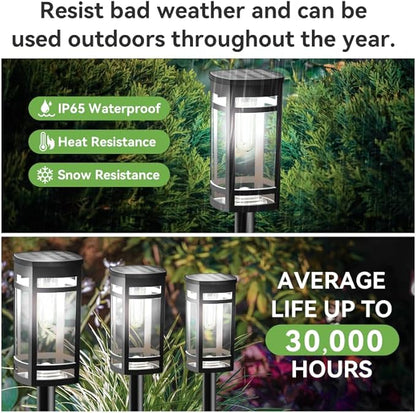 EXCMARK 12 Pack Solar Lights Outdoor Waterproof for Garden Pathway Walkway Driveway Yard Lawn Decorative Landscape Lighting. (Cool White Light, 12)