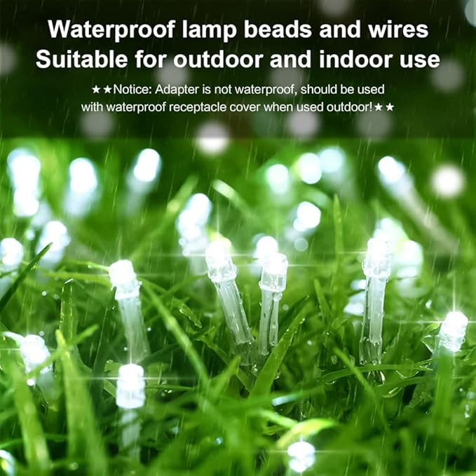 String Lights Fairy Lights 66 Feet 200 LED with Multi Flashing Modes Controller, Waterproof LED Lights Decorations for Bedroom, Wedding, Party, Garden, Patio, Indoor Outdoor Occastions (White)