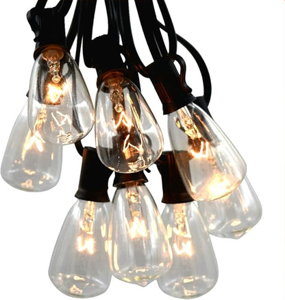 Hometown Evolution, Inc. Vintage Outdoor Patio String Lights with ST11 Clear Light Bulbs (Black Wire, 100 ft)