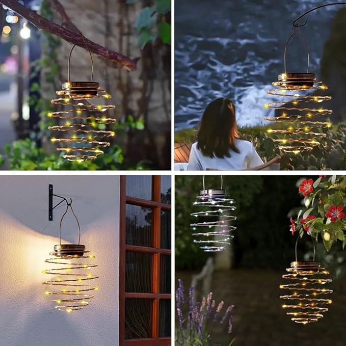 4 Pack Outdoor Solar Hanging Lantern Lights - Waterproof Solar Pineapple Light Outdoor for Garden,Yard Porch Lawn Backyard Landscape Pathway Patio Outside Gardening (Colored Light)