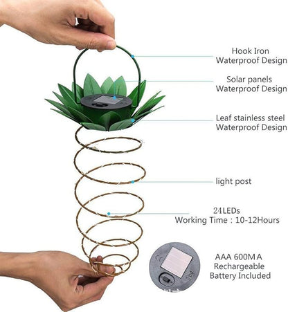 Pineapple Solar Light, Solar Pineapple Hanging Wire Light Outdoor Solar Garden Decorative Lights for Walkway Pathway Backyard Decoration Lamp Parties (Warm White) (1 Pack)
