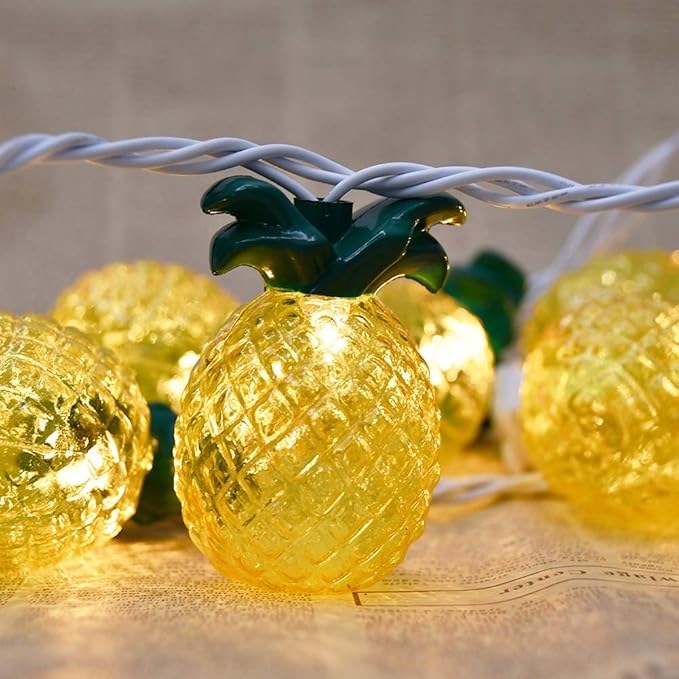 GOOTHY Pineapple String Lights, 8.5Ft Tropical Beach Themed Party Decorations Patio String Lights with 10 Outdoor Pineapple Lights for Home Summer Party Camping Bars Hawaiian Theme Wedding Decor