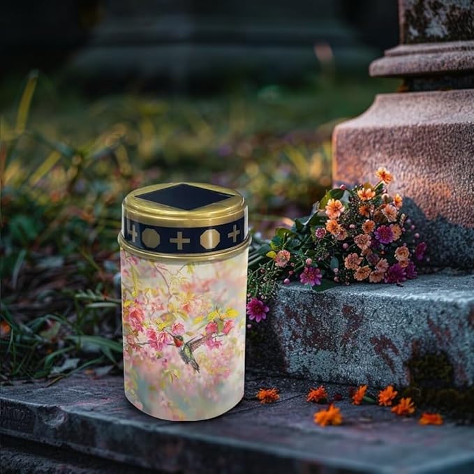 Kuiaobatyv Floral Print Pathway Lights Solar Powered Pathway Lights Solar Powered Modern Solar Landscape Path Yard Lights Cemetery Led Lights for Grave Solar Outdoor Gift for Grandpa
