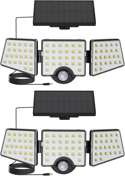 LE Bundle - 2 Pack Solar Flood Light 3 Adjustable Heads with Separeted Solar Panel & 25 ft Solar String Lights G40 Edison Bulbs String Lights