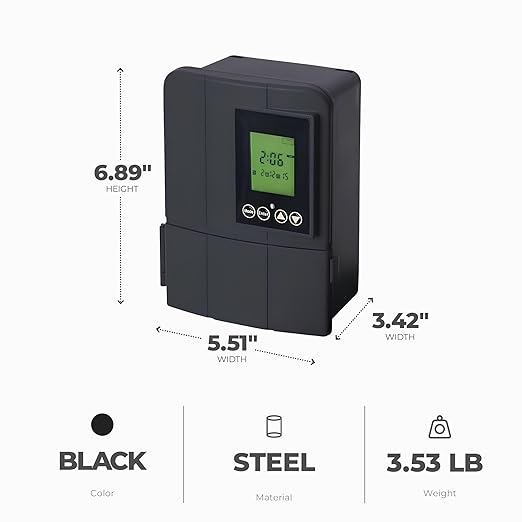 Fusion Low Voltage Outdoor Lighting Transformer with Timer, 50 Watt, Landscape LED Light Controller for Home and Garden Pathways, Black