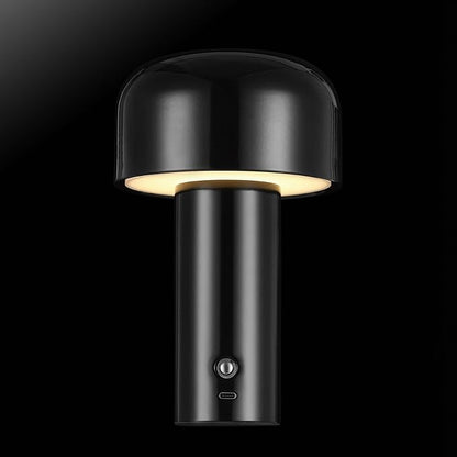 Globe Electric 60000118 8" 1.5W LED Integrated Outdoor Table Lamp, Black, Plug-in Rechargeable Battery, USB-C Cable, Frosted Acrylic Diffuser, 4-Step Dimmer Touch Switch, Wet Rated
