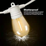SUNTHIN White String Lights, 48ft White Outdoor Lights with 16 1W Shatterproof LED Bulbs for Patio, Garden | Lumora