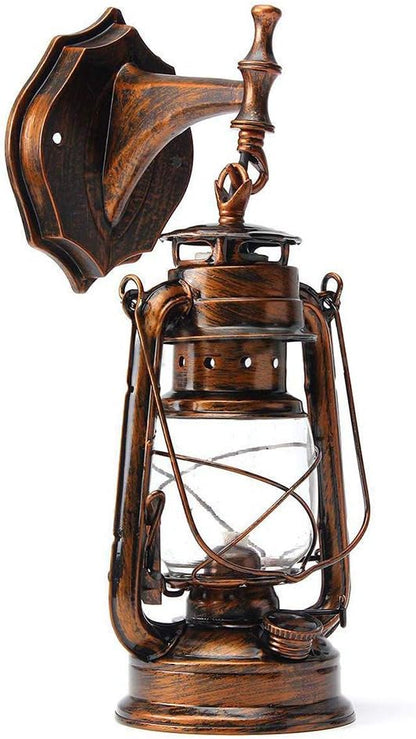 FIKNEE Rustic Wall Lantern Light Retro Antique Vintage Lamp Porch Light Fixtures Outdoor Wall Sconce Outdoor Lighting Garden Yard (Brown)