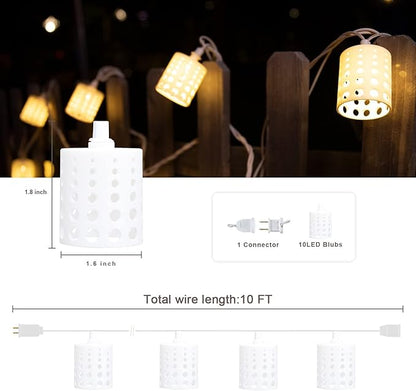 Vigdur 10FT Lantern String Lights - Hollow-Out Style Indoor String Lights Connectable Waterproof Indoor Outdoor Patio Lights for Garden Party Bedroom Christmas Decor