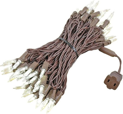 Novelty Lights Vintage Style T5 Warm White LED Christmas Lights, 35 Feet Brown Wire String of 70 Mini Bulbs, UL Listed Indoor/Outdoor Tree Lighting