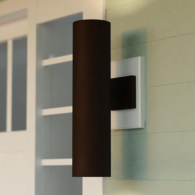 VAXCEL Chiasso 20 in. H 2-Light Deep Bronze Outdoor Wall Sconce Made of Rust-Resistant Aluminum, Metal Shade | Lumora