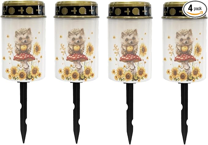 Hedgehog Sunflower Solar Lights Outdoor for Men Women Solar Pathway Lights Waterproof LED Solar Lantern Landscape Lighting Decoration,Solar Garden Lights