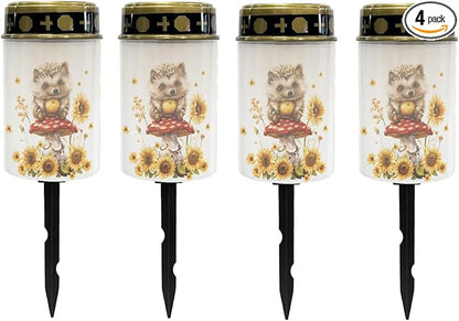 Hedgehog Sunflower Solar Lights Outdoor for Men Women Solar Pathway Lights Waterproof LED Solar Lantern Landscape Lighting Decoration,Solar Garden Lights