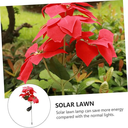 jojofuny 2pcs Solar Christmas Flower Ground Insert Lights Led Decorative Garden Lighting for Outdoor Spaces Poinsettia Design for Festive Atmosphere Easy to Use Random Style