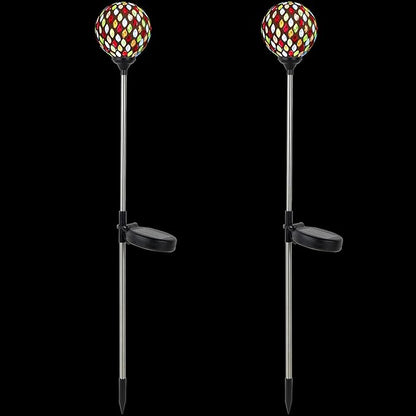 Northlight Mosaic Stained Glass Solar LED Pathway Markers 30" - Multicolor - Set of 2