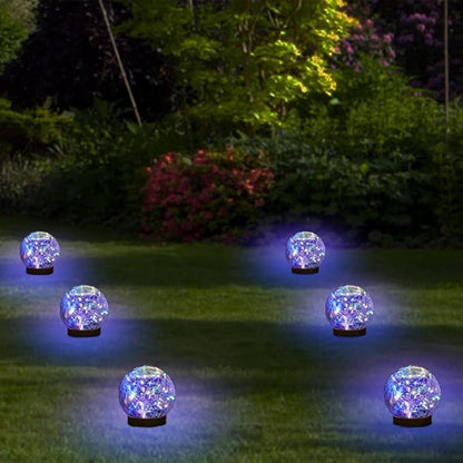 Cracked Glass Outdoor Solar Lights Landscape Garden Ball Lights, Garden Solar Ball Lights Waterproof (Multicolor, 10cm)