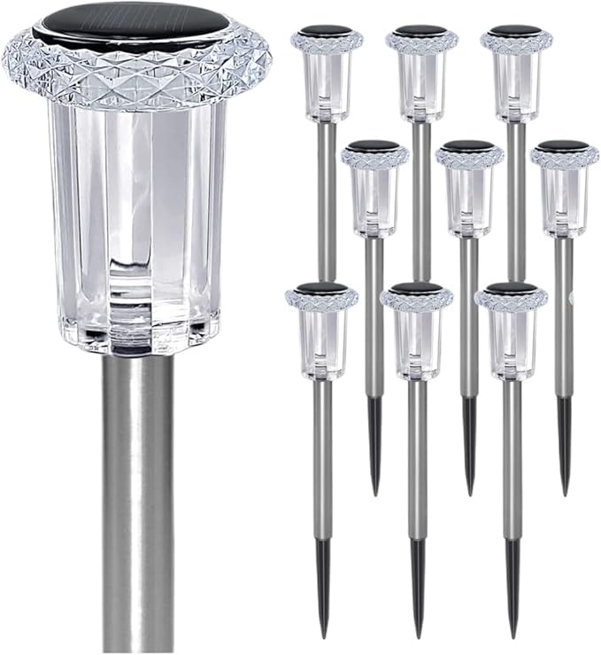 QUQUQ Solar Pathway Lights Solar Outdoor Lights Color Changing Pathway Waterproof Stainless Yard Patio Decor