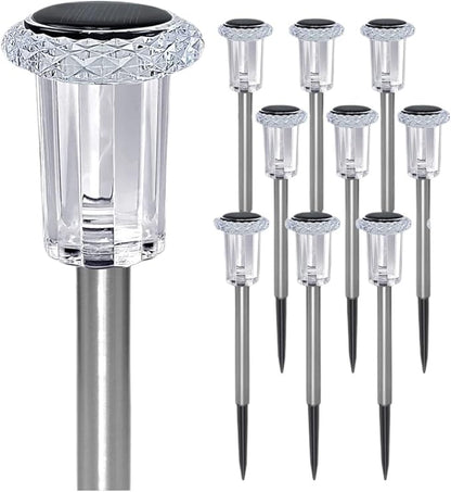 QUQUQ Solar Pathway Lights Solar Outdoor Lights Color Changing Pathway Waterproof Stainless Yard Patio Decor