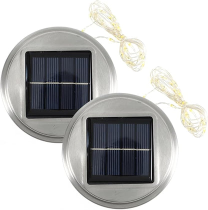 POPETPOP Solar Jar Lid Light Cover 3.54 Inch Solar Led Lid for DIY Hanging Lanterns Outdoor Garden Patio Yard Light Jar Cover