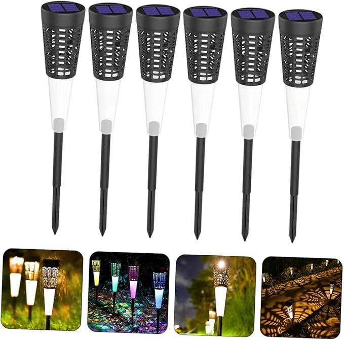 BESPORTBLE 6pcs Solar Garden Stake Lights Hollow Design Outdoor Courtyard Decorative Lamps for Lawn and Pathway Warm Lighting for Patios and Yards