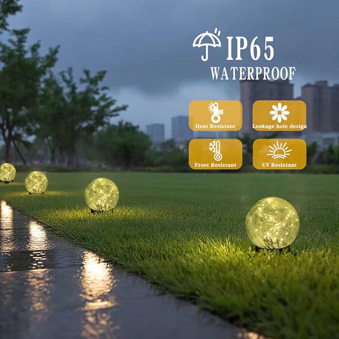 Solar Lights Outdoor Waterproof Powered-Clear Glass Globes Lights for Patio, Yard, Camping, Garden, Stylish Portable Lighting for Homeowners & Enthusiasts (Blue)