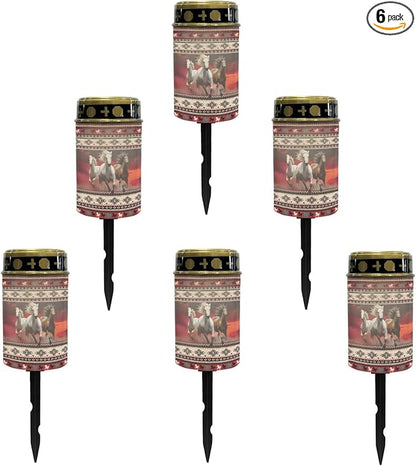 Western Aztec Horse Solar Pathway Lights Outdoor Waterproof Warm Lights Solar Stake Lights LED Solar Garden Lights Decorative for Yard Patio Driveway Flameless Landscape Lighting
