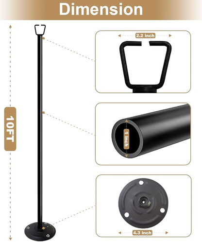 Queension 10FT Ground Base String Light Poles for Outdoor String Lights for Garden, Backyard, Patio Lighting Stand for Parties, Bistro & Weddings, 1 Pack