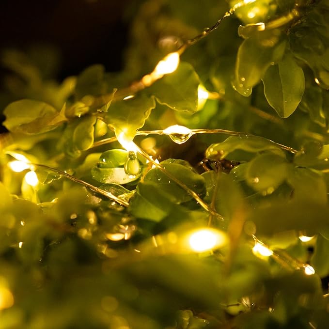 40FT Solar String Lights Outdoor, 240 LED - 2X Brighter Warm White, 8 Lighting Modes, Ultra-Dense Christmas Lights Waterproof Silver Copper Wire - for Patio, Garden, Christmas, Wedding