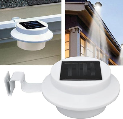 White Solar Powered Gutter Lights, Solar Gutter Lights Outdoor Decorative Waterproof Led Fence Lamp for Lighting Railing Outside Wall Deck Garden Path Backyard Sidewalk Yard Patio