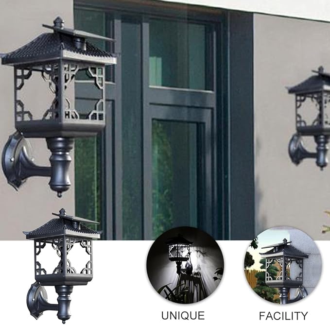 Solar LED Outdoor Wall Lantern Waterproof Matte Black Porch Light Yard Wall Sconce for Garden Garage Doorway | Lumora