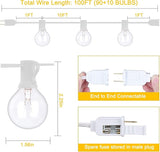 100Ft G40 Outdoor String Lights Patio Lights with 100 Edison Globe Bulbs, Connectable Outdoor String Lights | Lumora