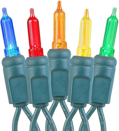 Novelty Lights Vintage Style T5 Multicolor LED Christmas Lights, 35 Feet Green Wire String of 70 Mini Bulbs, UL Listed Indoor/Outdoor Tree Lighting