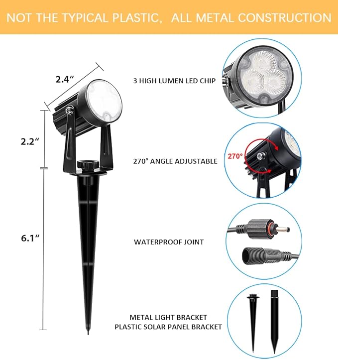 APONUO Metal Outdoor Solar Landscape Lights Solar Lights Outdoor Waterproof Solar Landscape Spotlight for Yard | Lumora