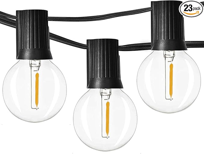 Outdoor String Lights 48ft with 23+2 Spare Bulbs, Shatterproof Dimmable Waterproof, LED 1W 60LM 2200K Warm Glow for | Lumora
