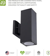 ASD 2 Light Square Outdoor Wall Light Fixture | 120W E26 Bulb Socket 120V ETL Cylinder Up Down Lights | | Lumora