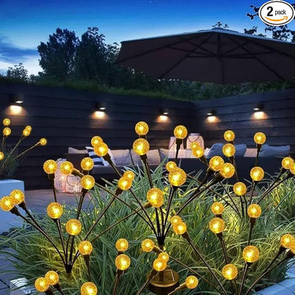 Firefly Solar Garden Lights, 10 LED Crystal Ball Sway by Wind, Outdoor Fairy Lights for Yard Patio Flower Bed Pathway Wedding Halloween Christmas Holiday Decoration (Warm, 2)