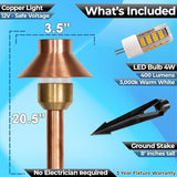 LED Pathway 130 Landscape Light - 12V Solid Copper Low Voltage 4W G4 LED Light Bulb Warm White Included Outdoor | Lumora