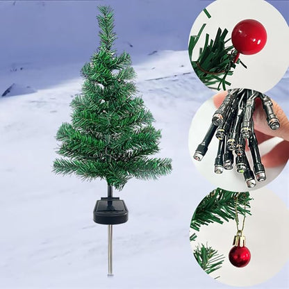 Solar Christmas Tree Garden Stake Lights, 2Pcs Outdoor LEDs Solar Powered Xmas Pathway Lights, Christmas Decorations Tree Lights for Porch Pathway Yard Decor, Medium, Type 1, USAEUBU4391