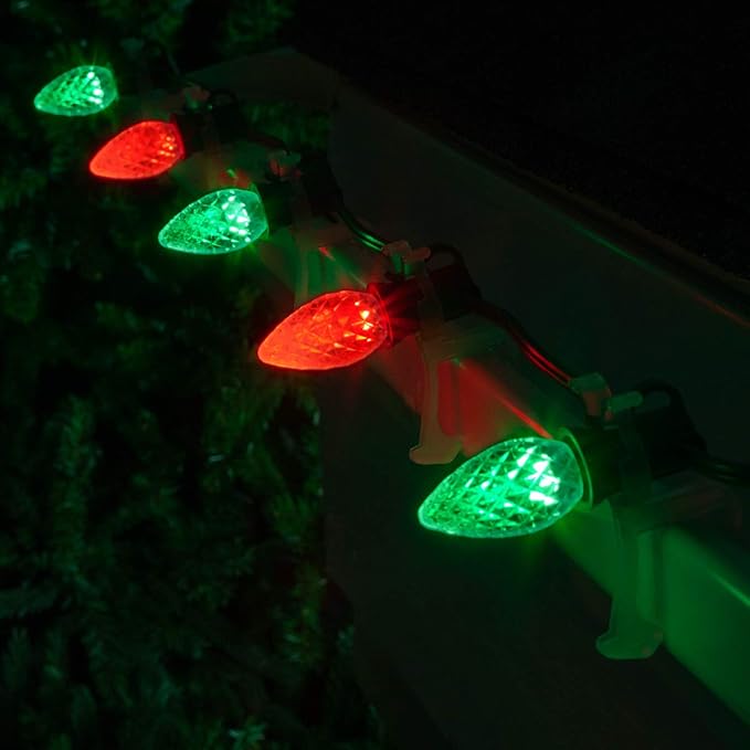 Wintergreen Lighting Set of 100 Red and Green C7 OptiCore Outdoor Christmas Lights - Commercial LED Bulbs for | Lumora