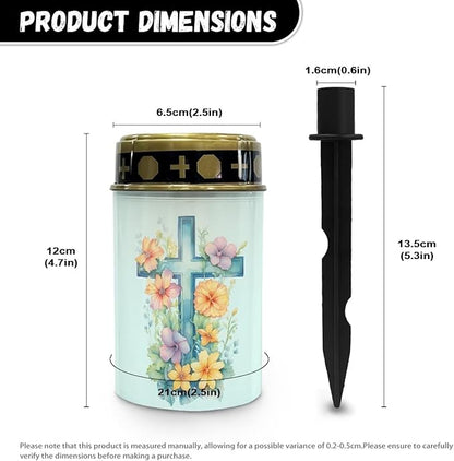 Waterproof Solar Lights Outdoor Solar Garden Light Cross Flower Print Landscape Path Light LED Solar Lights Outdoor for Yard Lawn Memorial Cemetery Solar Light for Grave