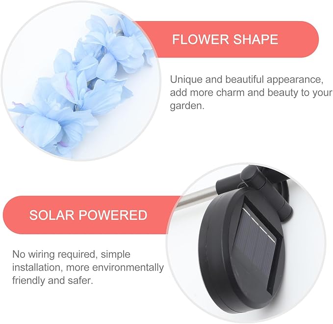 UPKOCH Solar Lawn Lamp LED Violet Solar Garden Stake Light 75cm Waterproof Yard Landscape Path Lighting for Outdoor Decoration Random Color