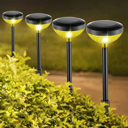 NUOBESTY 2pcs Lights Pathway Stake Lamps Warm Outdoor Solar Garden Decor for Lawn and Villa
