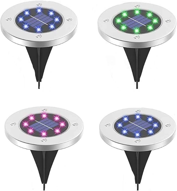 Lxcom Lighting 4 Pack Solar Path Lights Color Changing Solar Pathway Lights 7 Colors Solar Garden Lights Waterproof Outdoor Landscape Lights for Garden Lawn Yard Patio Walkway (Multicolor)
