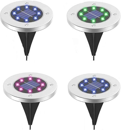 Lxcom Lighting 4 Pack Solar Path Lights Color Changing Solar Pathway Lights 7 Colors Solar Garden Lights Waterproof Outdoor Landscape Lights for Garden Lawn Yard Patio Walkway (Multicolor)