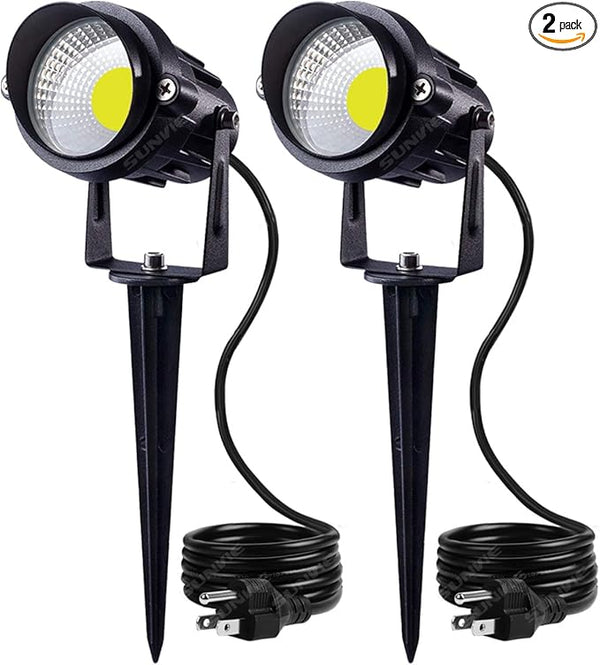 SUNVIE Outdoor Landscape LED Lighting 12W Waterproof Graden Lights COB Led Spotlights with Spiked Stand for Lawn | Lumora