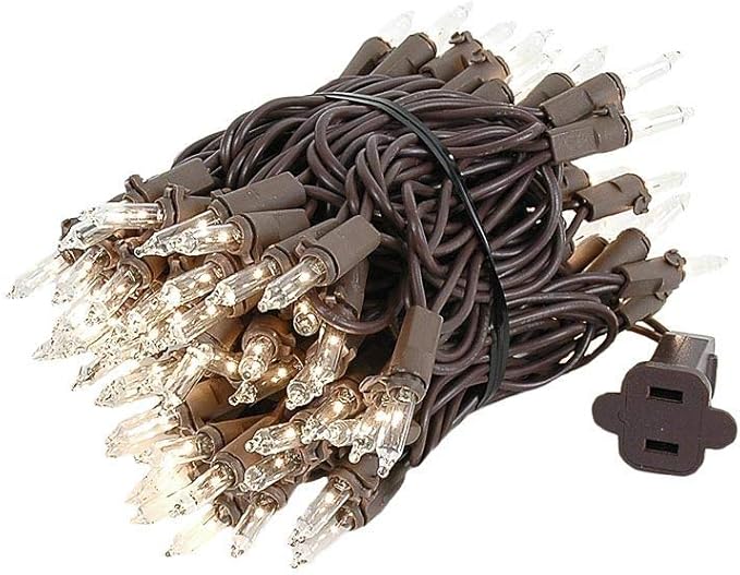 Novelty Lights 22 Feet 100 Bulbs Traditional Incandescent Mini Lights, Clear on Brown Wire with 2.5" Spacing | Lumora
