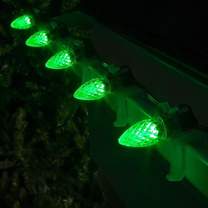 Wintergreen Lighting Set of 50 C7 OptiCore Green Outdoor Christmas Lights - Commercial Grade LEDs for Outside, St. | Lumora