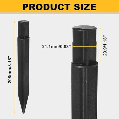 Litoexpe 12 Pcs 8.18 Inch Reinforced Ground Spikes, ABS Plastic Solar Lights Stakes Replacement Stakes for Garden Pathway Lamps (Inside Diameter 0.83 Inches)